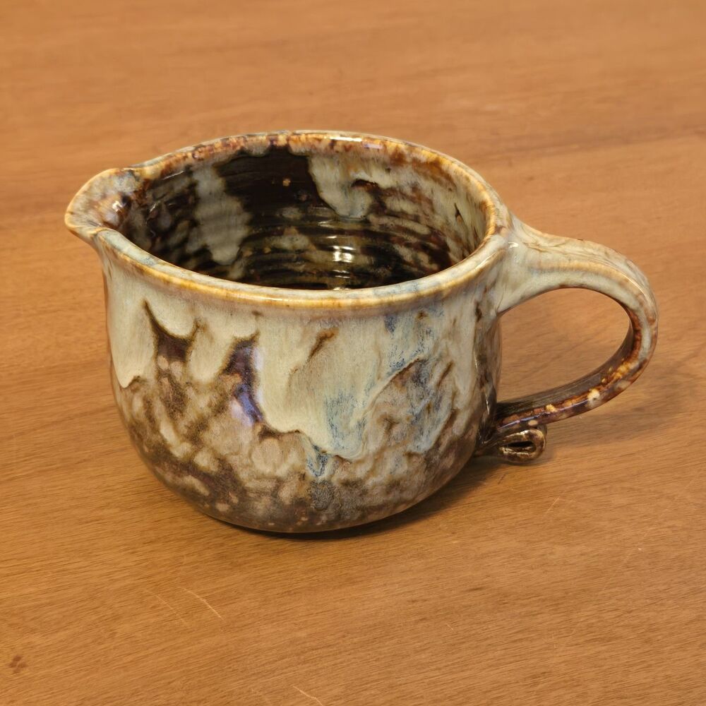 Studio Art Pottery Creamer Pitcher Signed Glazed Stoneware - Picture 2 of 11